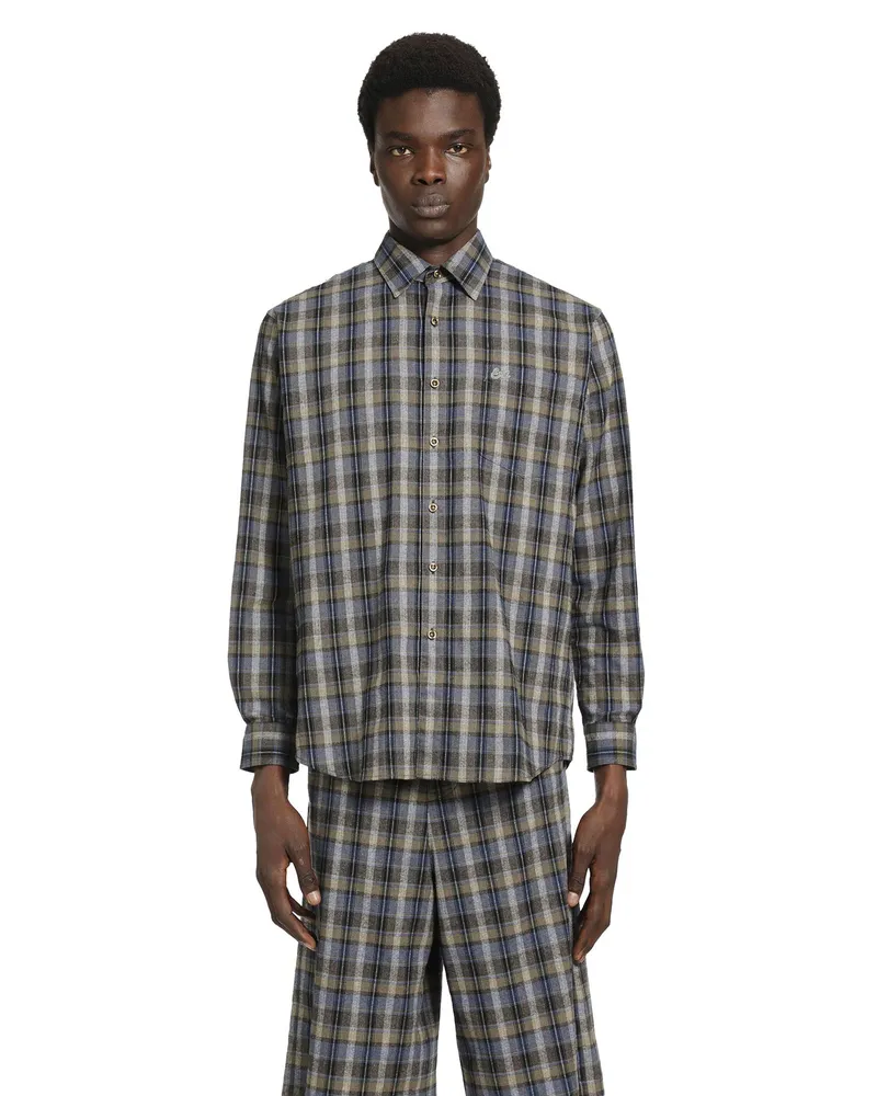 ERL Checked Woven Shirt Grey