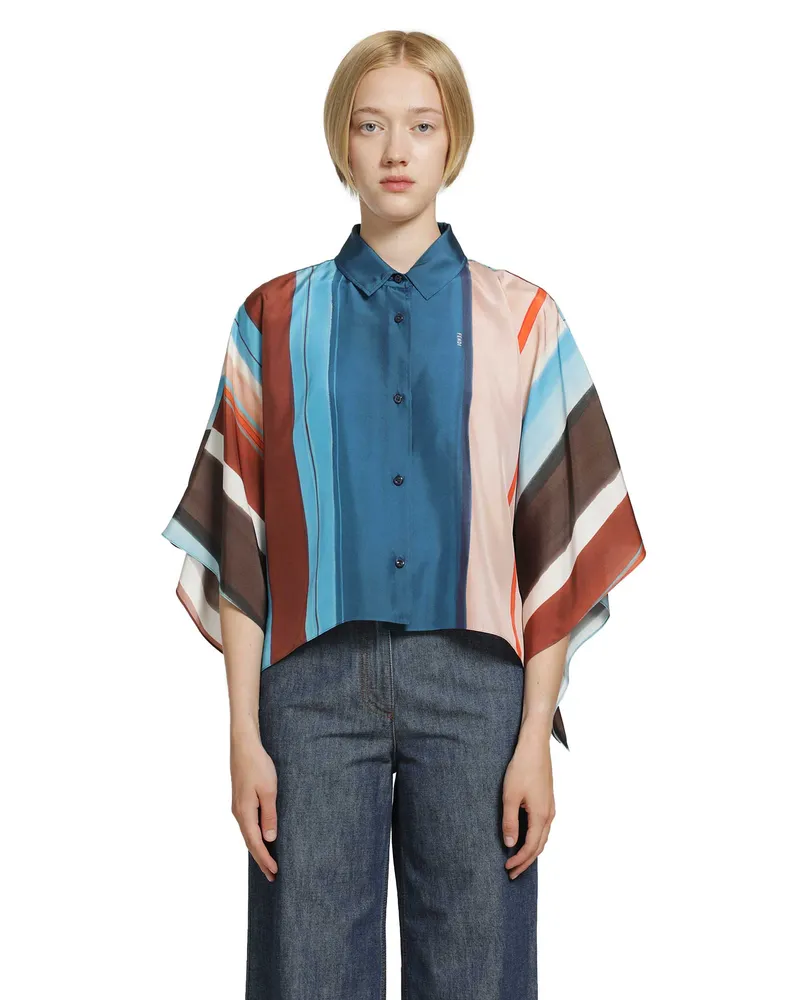 Fendi Striped Silk Shirt Multicolor