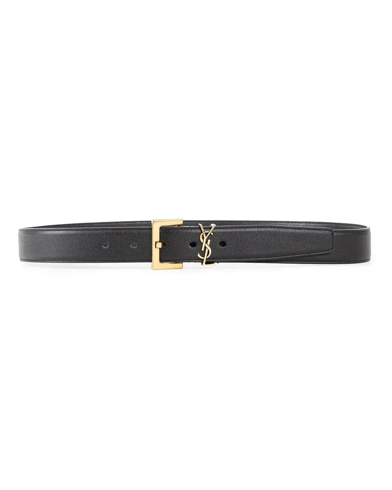 Saint Laurent Monogram belt with square buckle Black