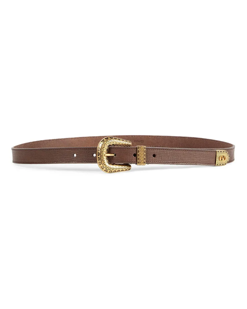 Valentino Garavani Vlogo Signature Calfskin Belt 20 Mm Brown