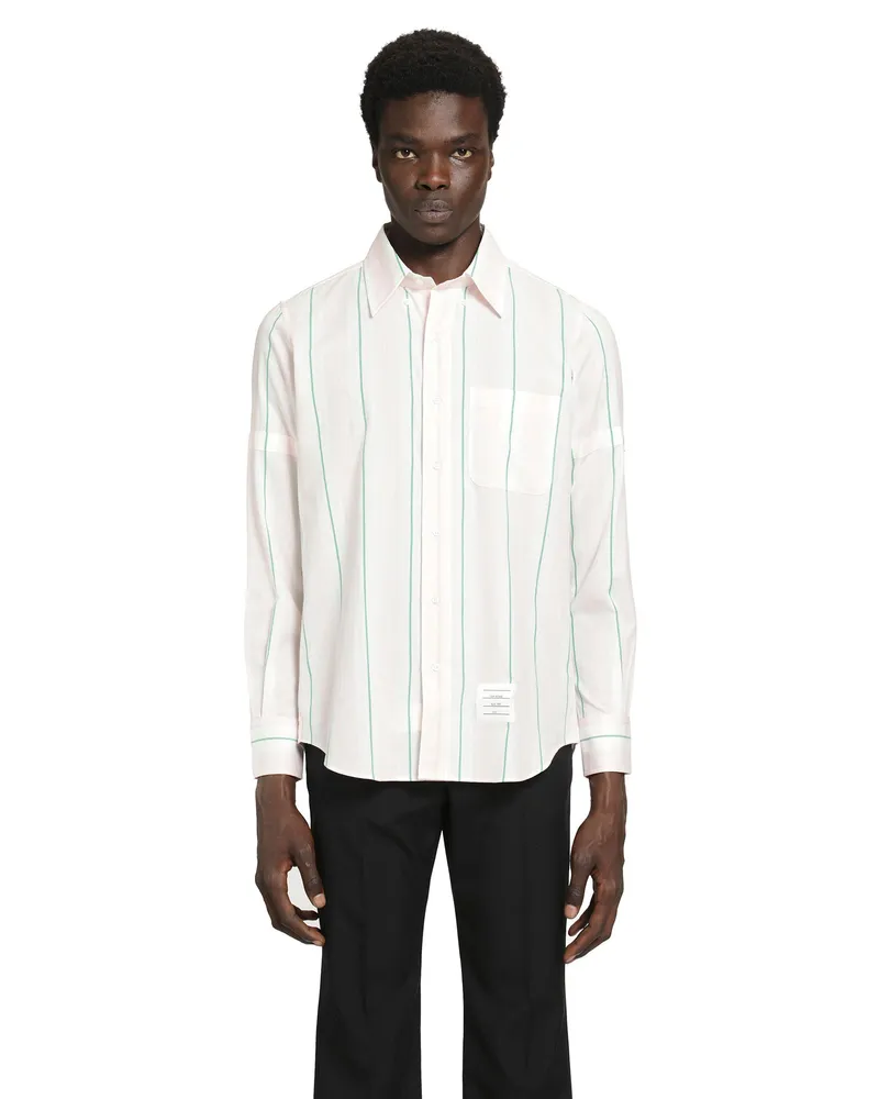 Thom Browne Stroped Cotton Shirt Pink