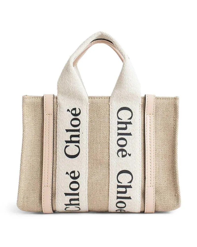 Chloé Mini Woody Tote Bag Beige