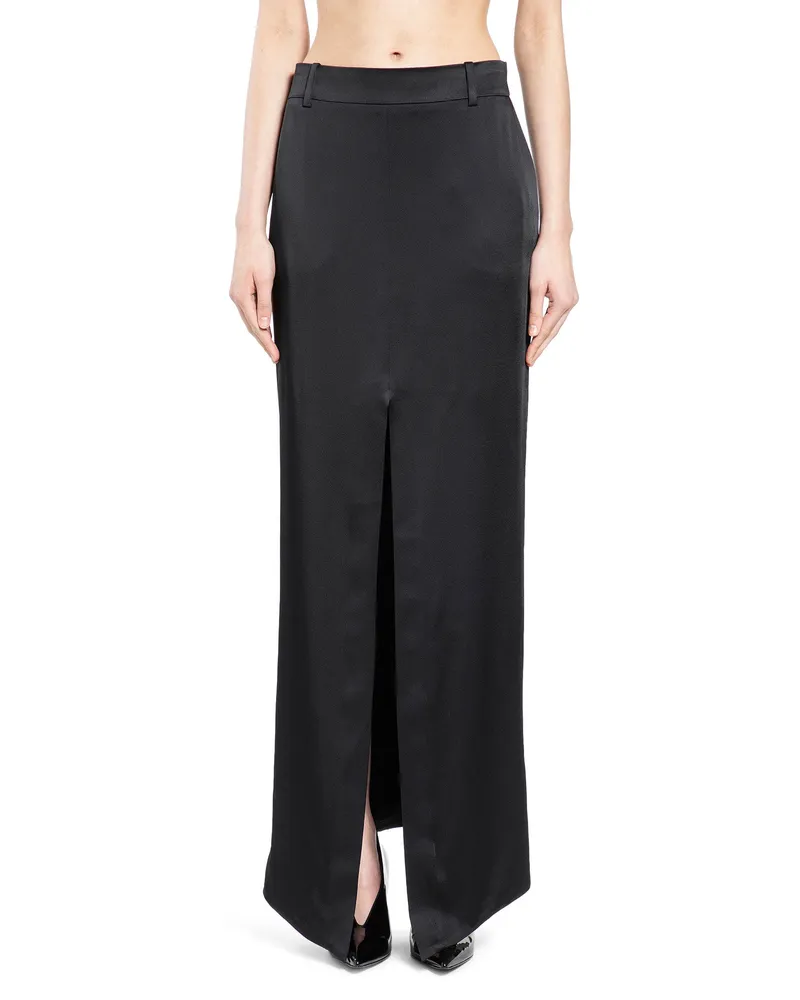 Tom Ford Crepe Envers Satin Tailored Maxi Skirt Black