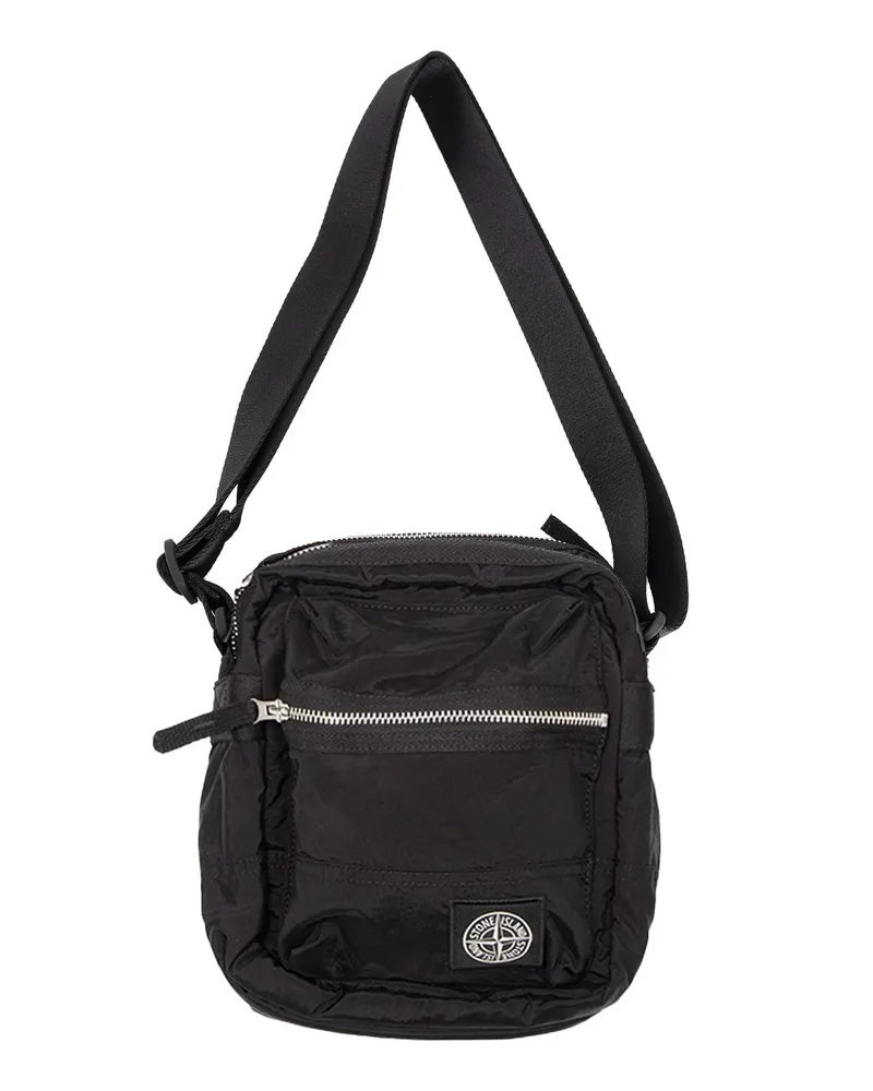 Stone Island 9200015 Coated Nylon Metal Pouch Bag Black