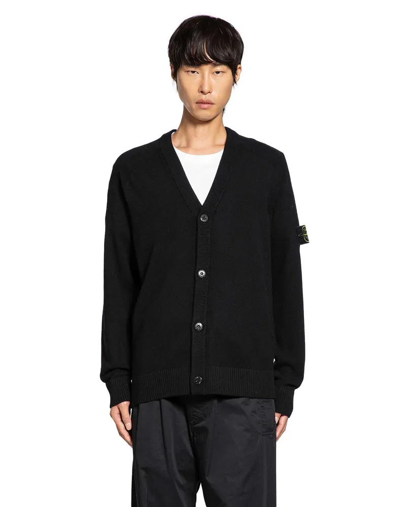 Stone Island S00B4 Wool Cardigan Black