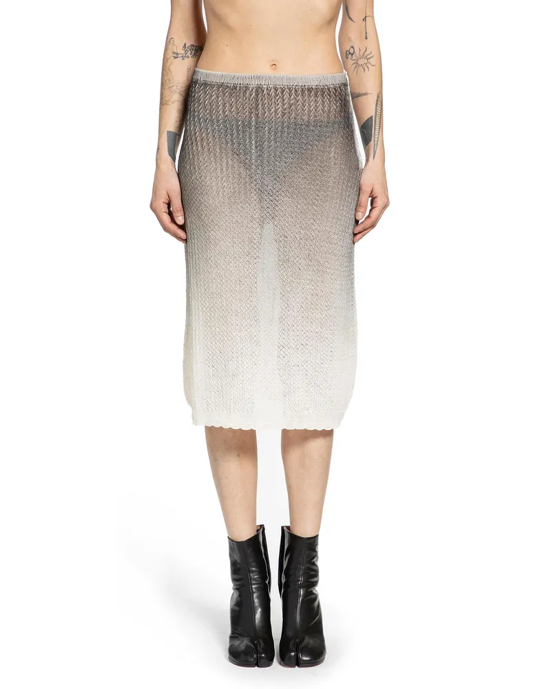 Maison Margiela Sheer Knit Midi Skirt Grey