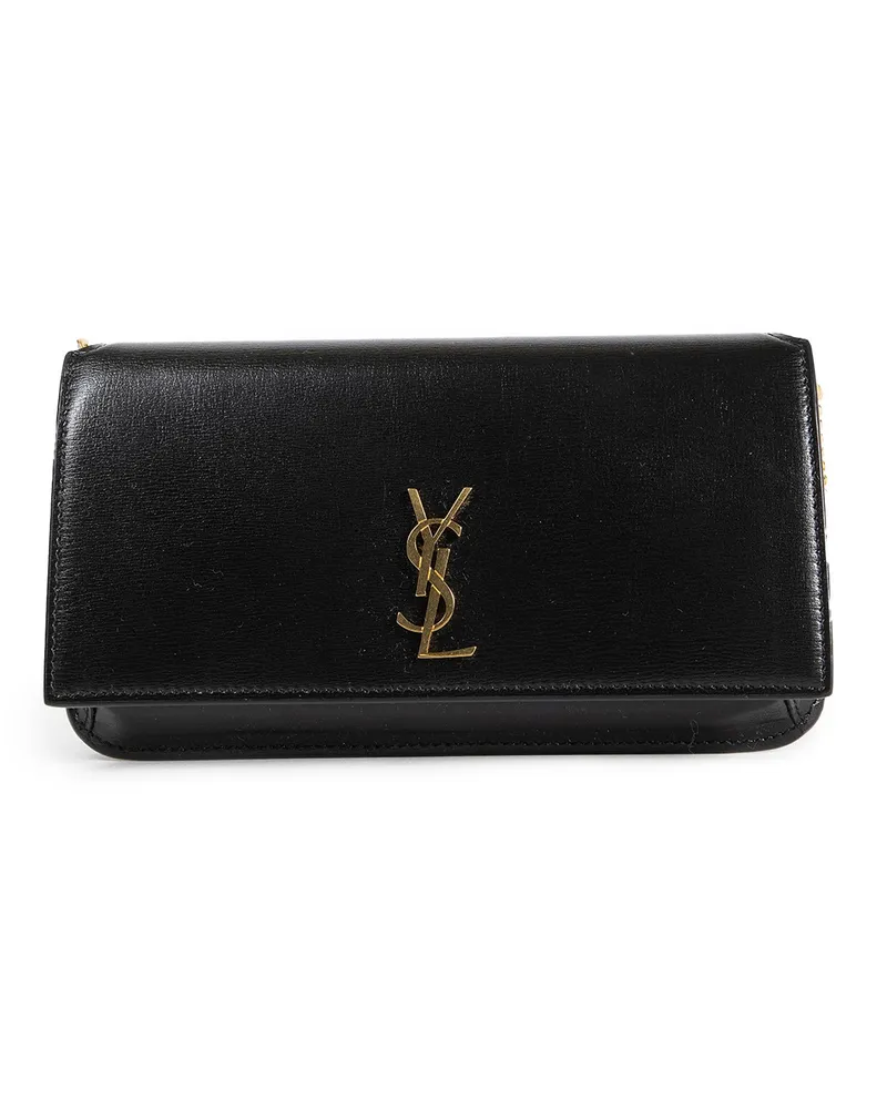 Saint Laurent Cassandre Phone Case in Leather Black