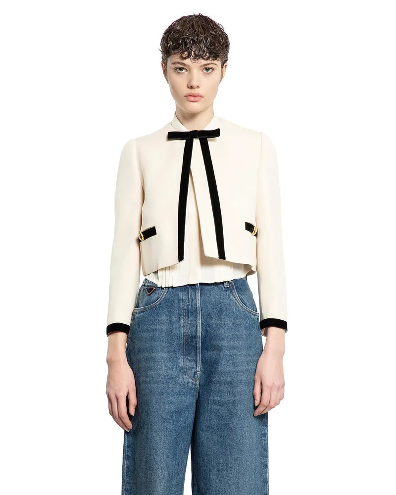Prada Compact Sablé Jacket Off-white