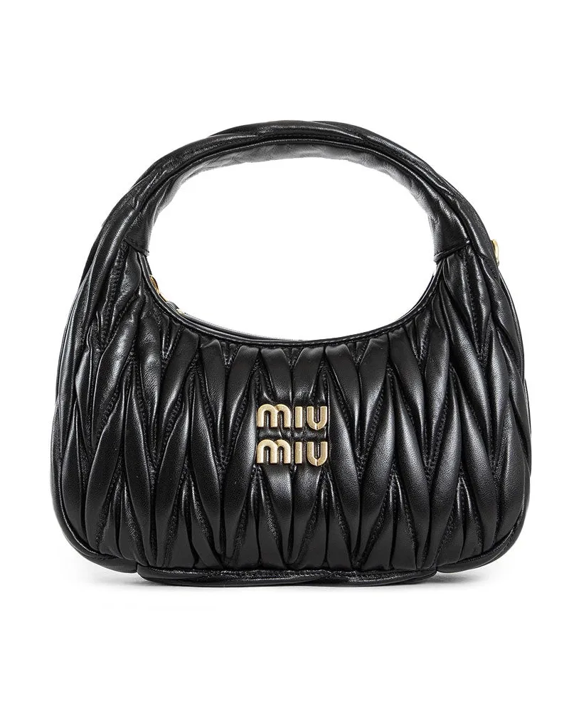 Miu Miu Hobo Wander Matelassé Hobo Bag Black