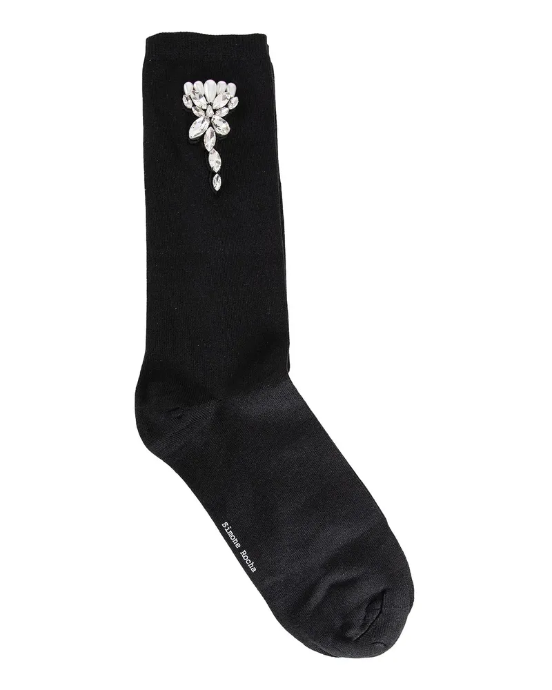 Simone Rocha Calzini con garofani abbelliti Black