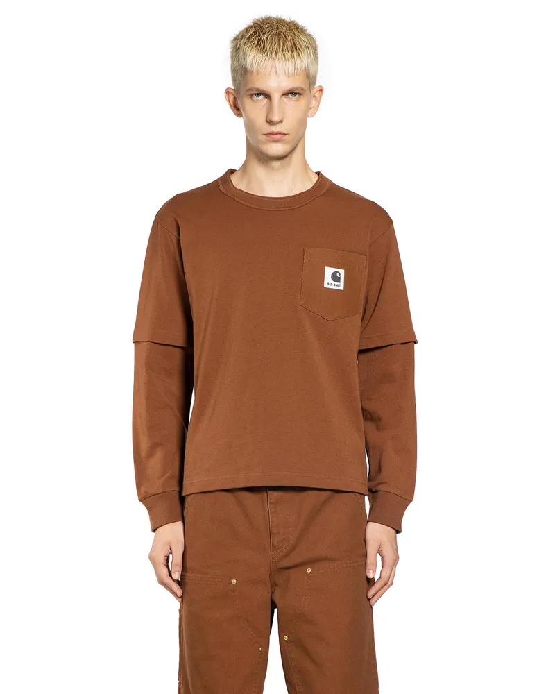 Sacai Cotton Jersey Long Sleeve T-Shirt Beige