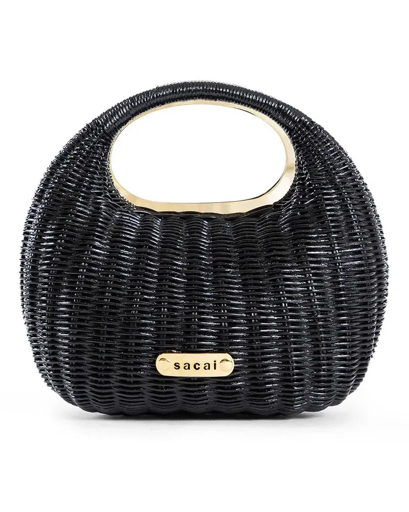 Sacai Rattan round bag Black