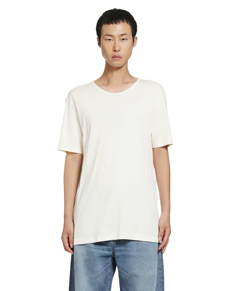 Christophe Lemaire Scoop-Neck T-Shirt in Ribbed Jersey Off-white