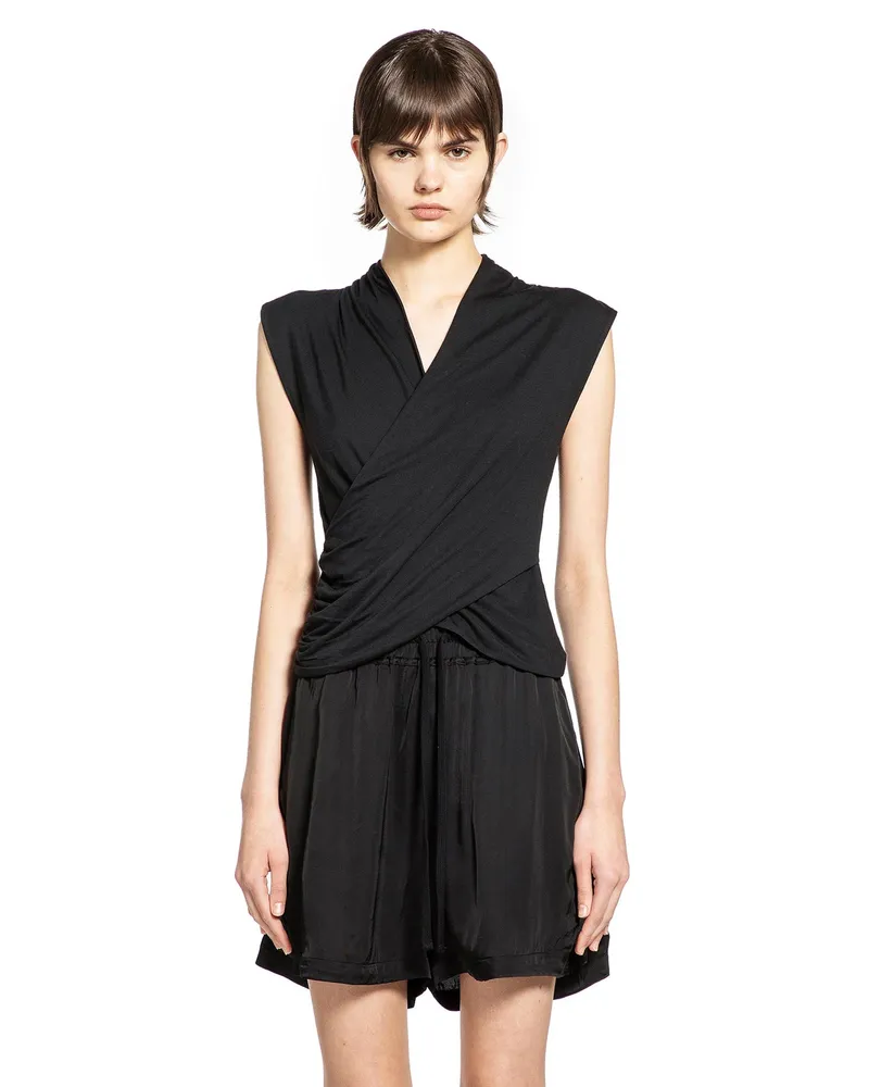 THOM KROM Wrapped Silk Mix Top Black