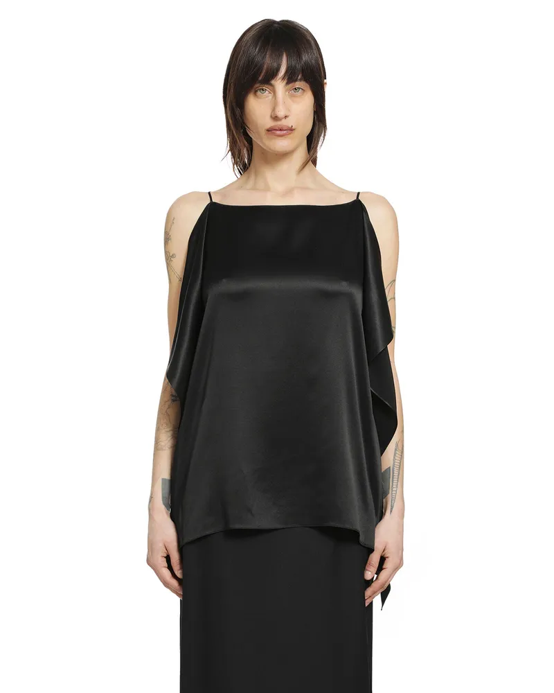 The Row Koray Silk Satin Top Black