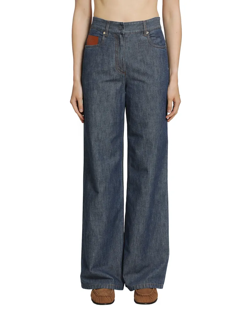 Fendi Chambray Pants Blue