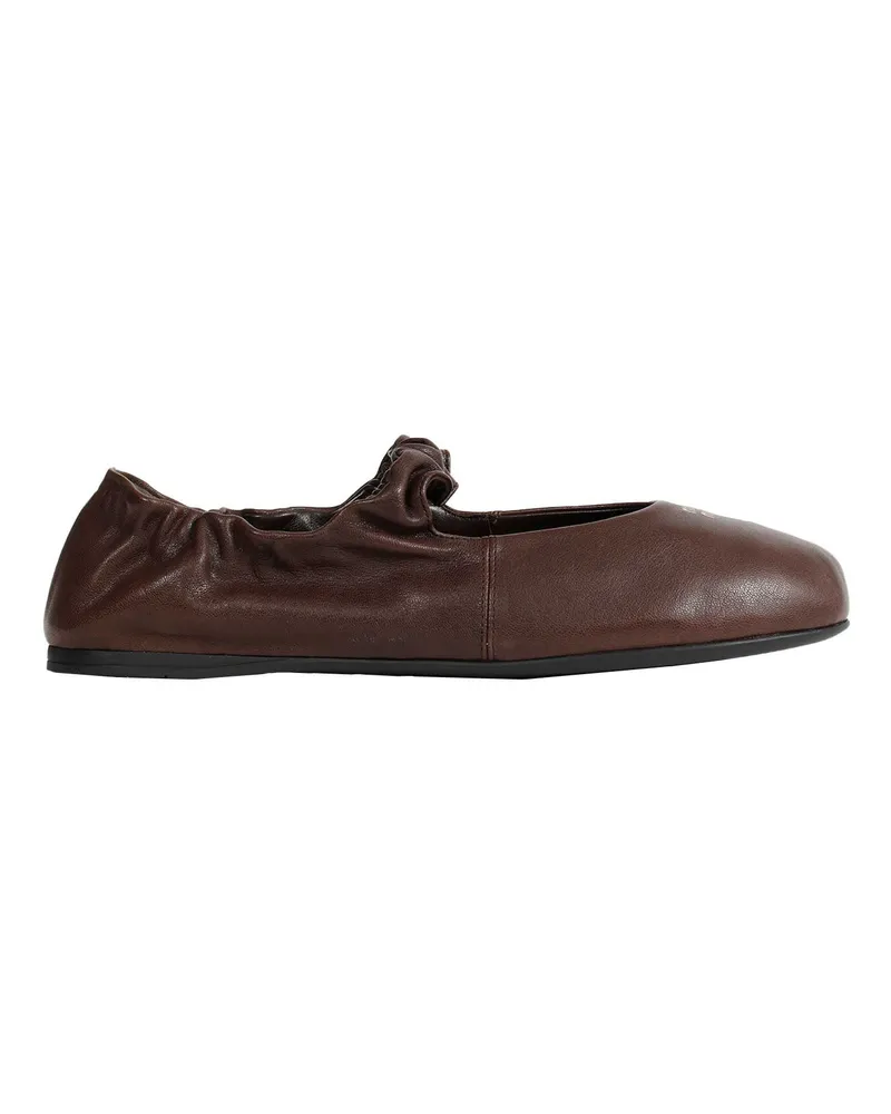 Miu Miu Ruches Nappa Leather Ballerinas Brown