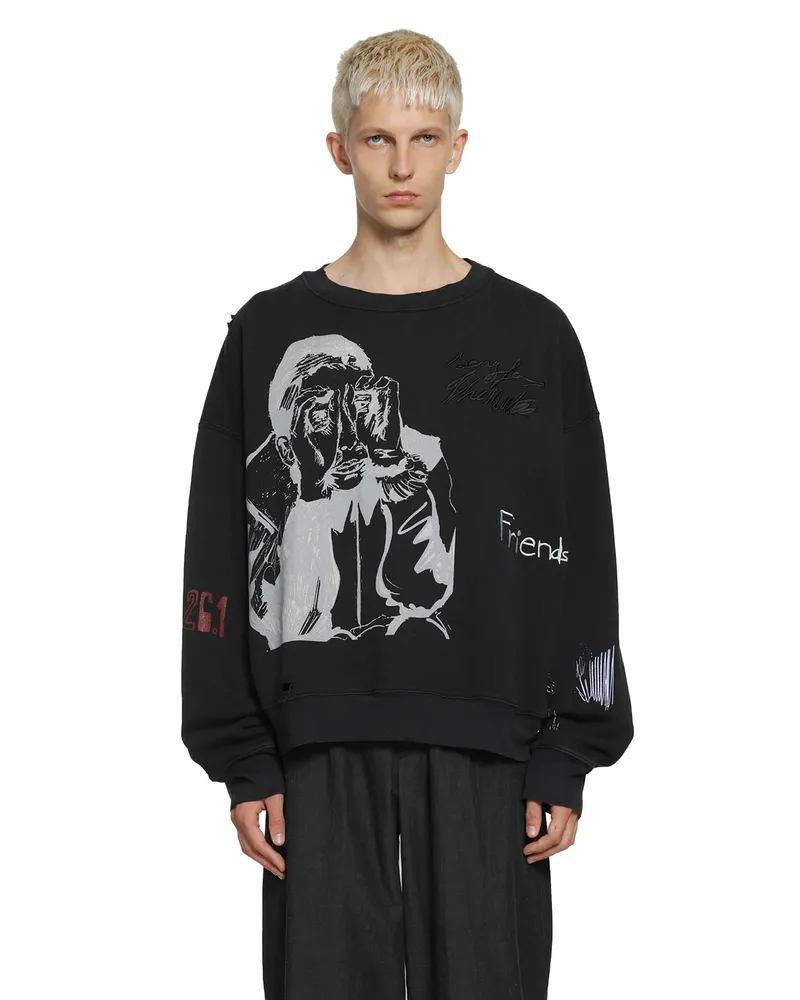 Song For The Mute Peaking Kid'' Relaxed Sweatshirt Black