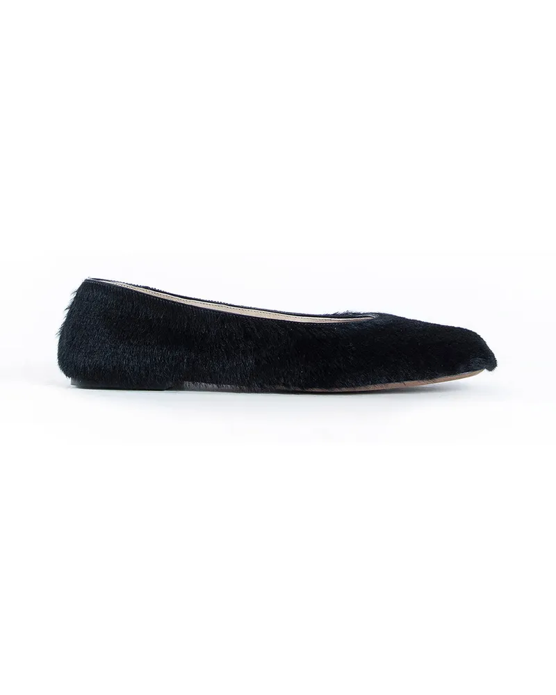 The Row Square Ballet Flats in Pony Black