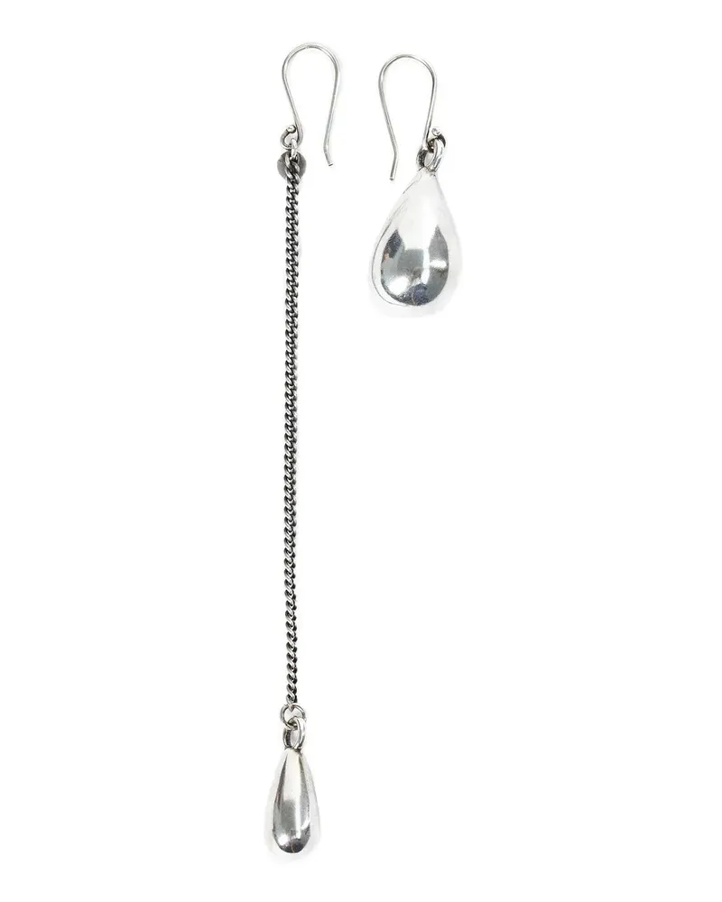 Ann Demeulemeester Judith Pearl and Chain Earrings Silver