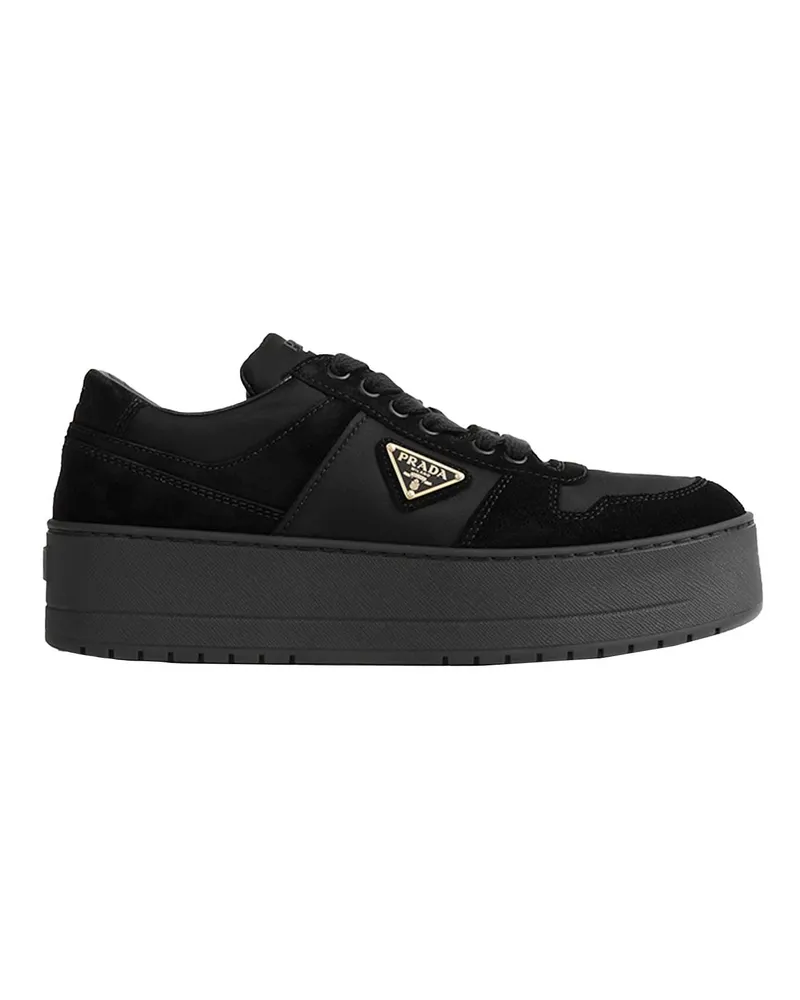 Prada Downtown Bold Re-Nylon and Suede Sneakers Black