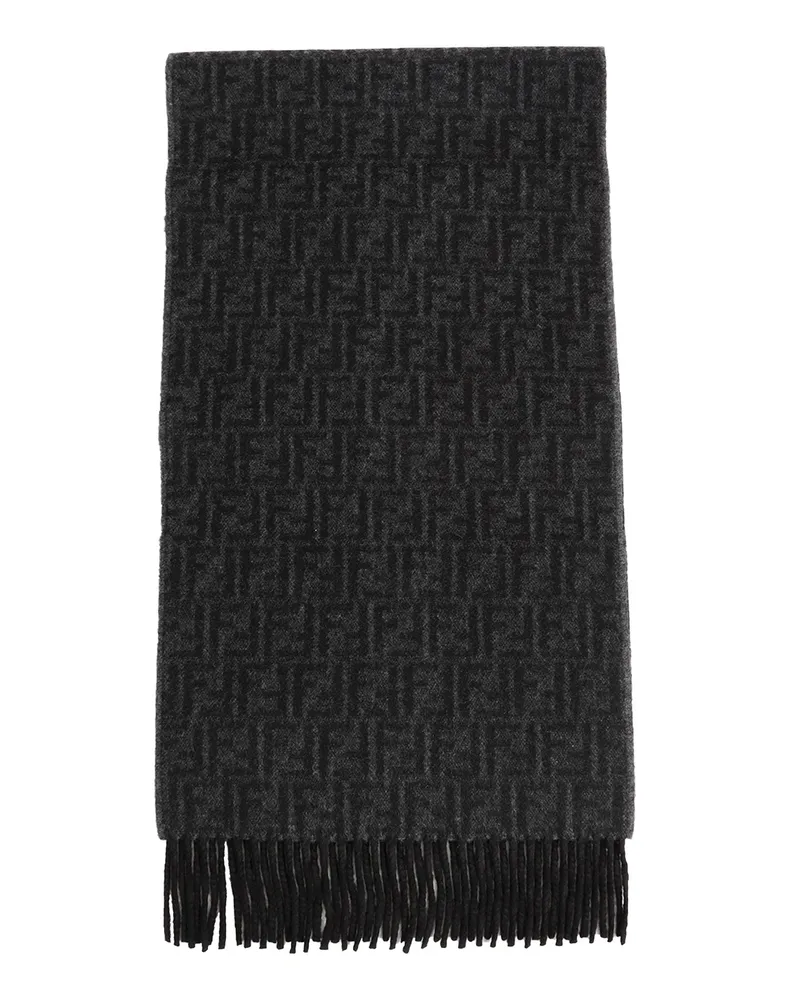 Fendi FF Zucca Jacquard Wool And Cashmere Scarf Black