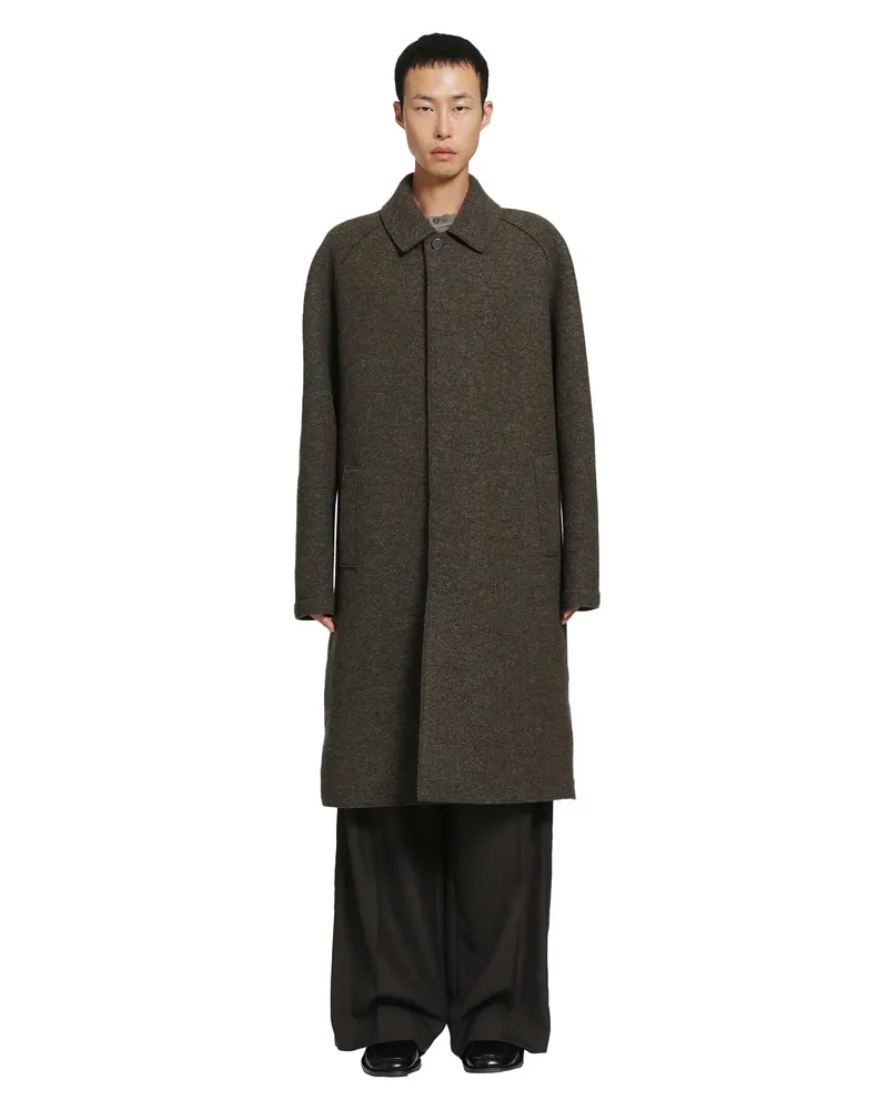Harris Wharf London Balmacaan Boiled Wool Coat Green
