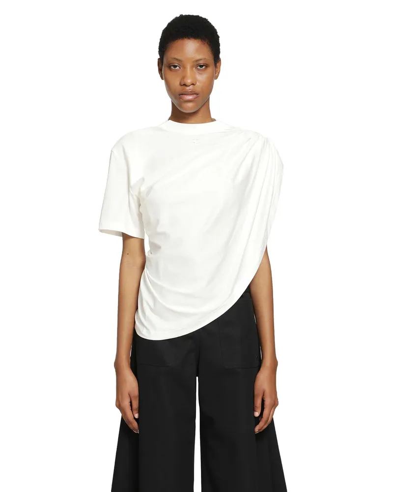 Courrèges Asymmetrical Twisted Jersey T-shirt White