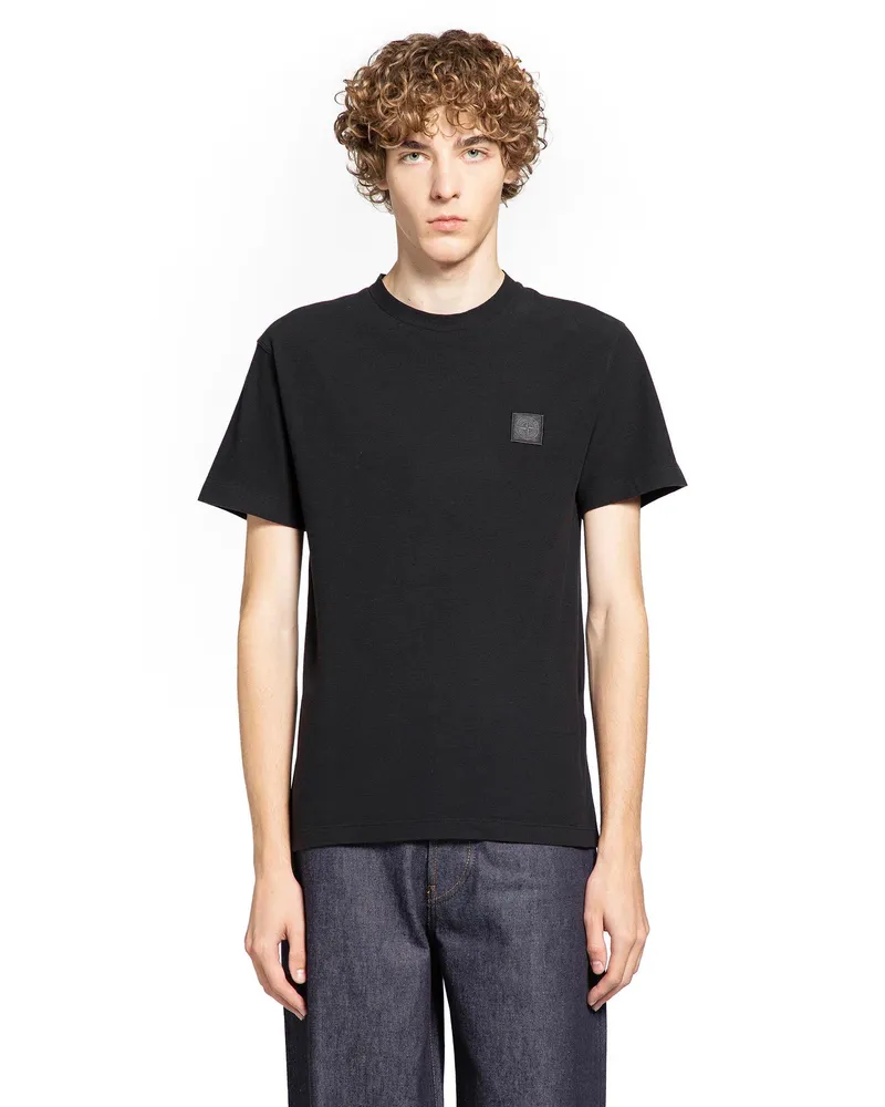 Stone Island MAN BLACK T-SHIRTS & TANK TOPS Black