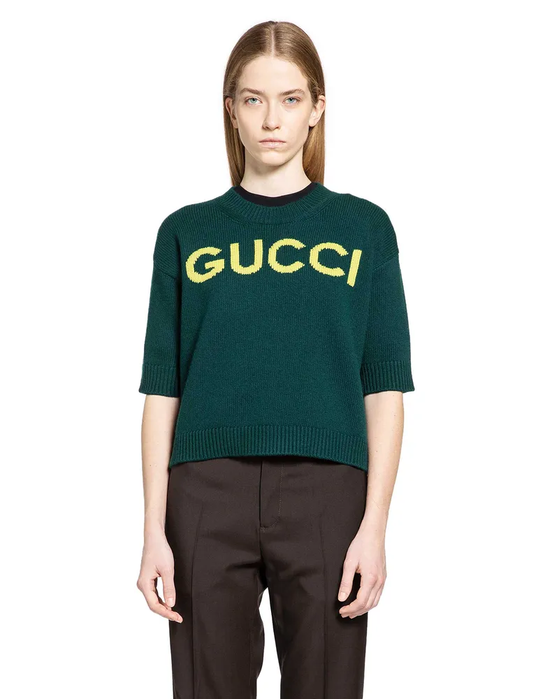Gucci Intarsia Wool Top Green