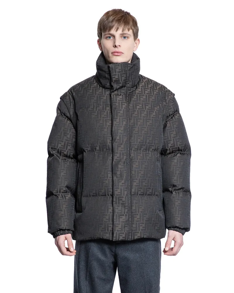 Fendi FF Nylon Puffer Jacket Brown