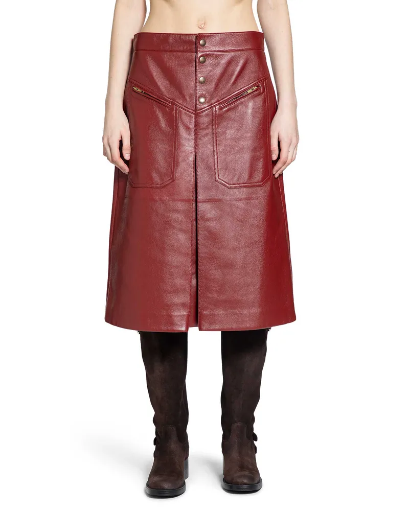 Chloé Knee-Length Skirt in Leather Red
