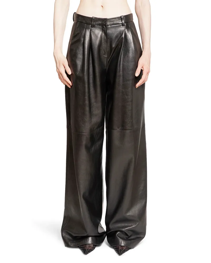 Magda Butrym Pantaloni in pelle su misura a gamba larga Black