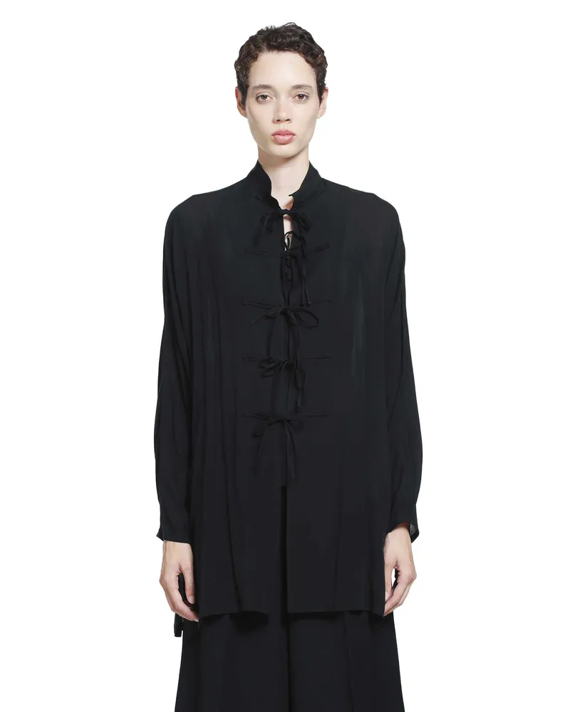 Yohji Yamamoto Ribbon Detail Long Dress Black