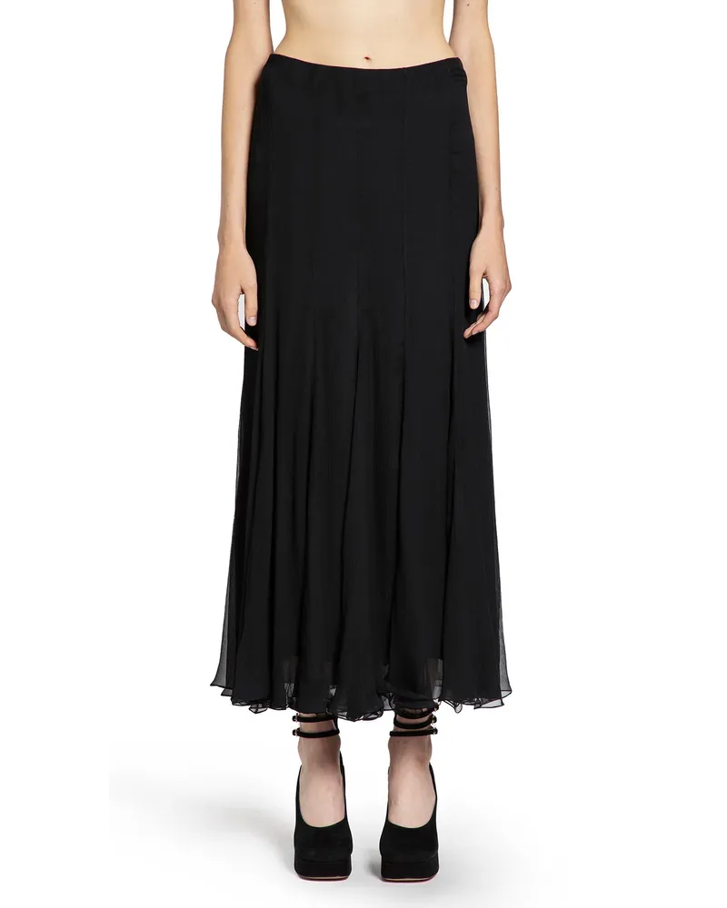 Chloé Fuid Maxi Skirt in Silk Mousseline Black