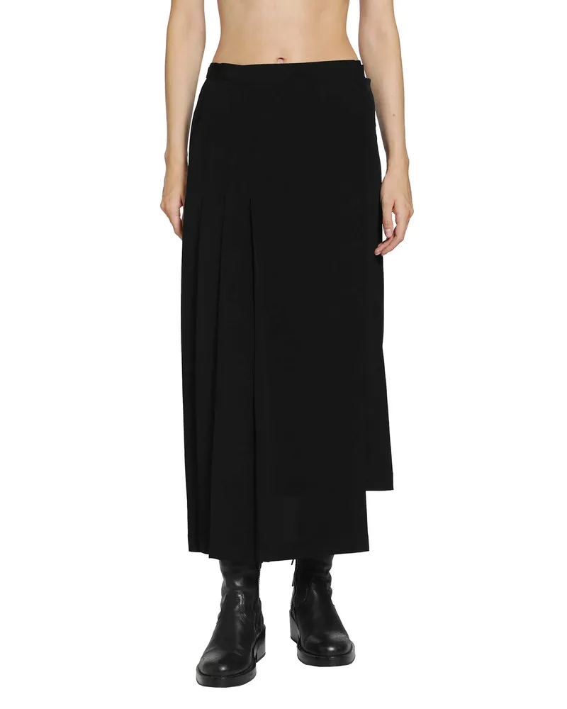 Yohji Yamamoto Pleats Wrap Skirt Black