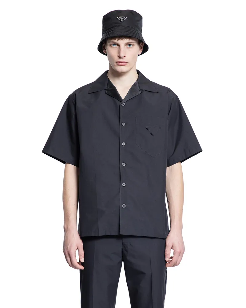 Prada Technical Cotton Short Sleeve Shirt Black