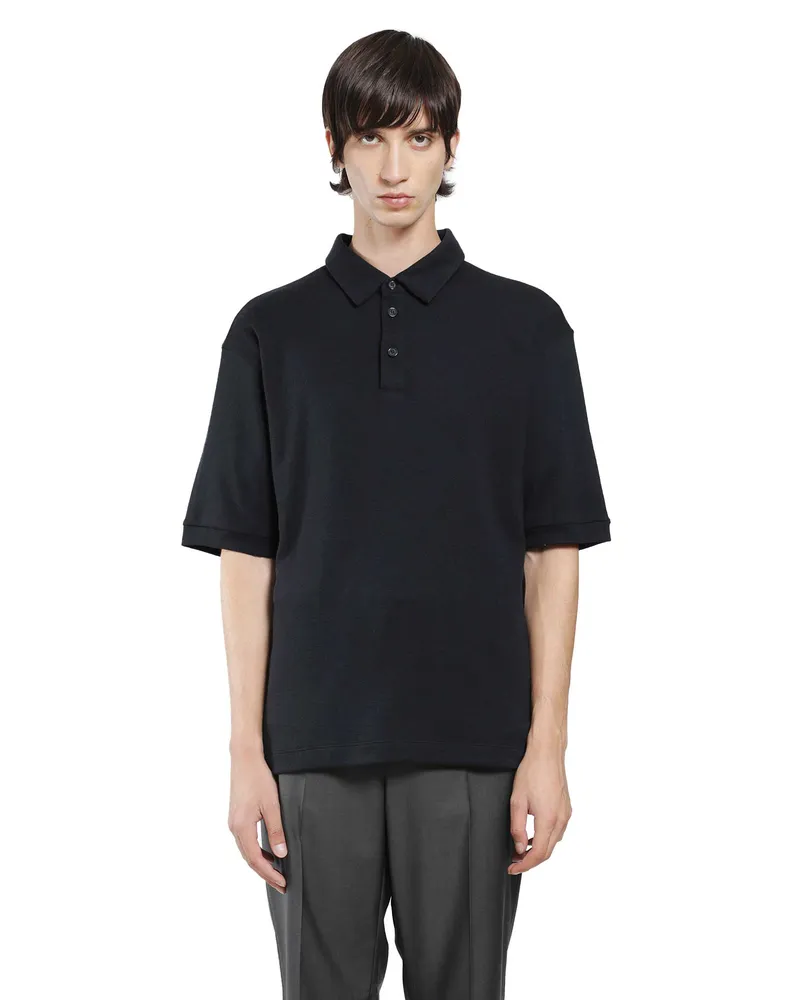 Giorgio Armani Pure Cashmere Interlock Polo Shirt Blue
