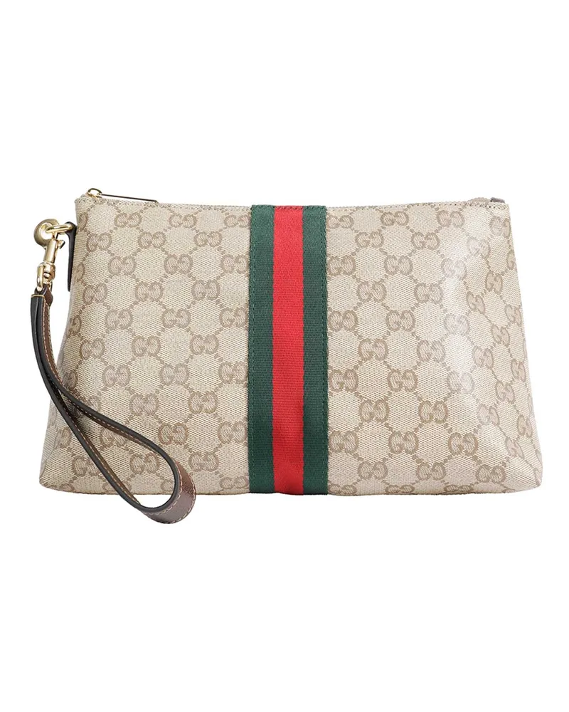 Gucci Small GG Pouch with Web Beige
