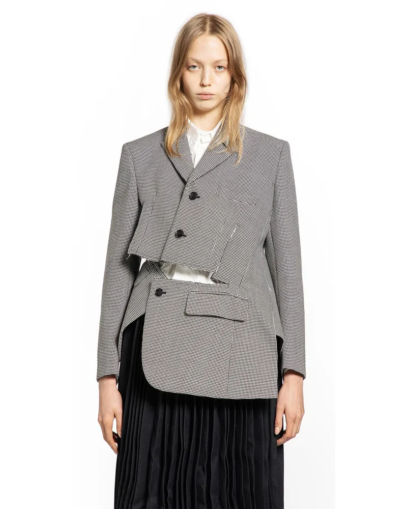 Comme des Garçons Overshirt Jacket with Contrast Detail Black&white