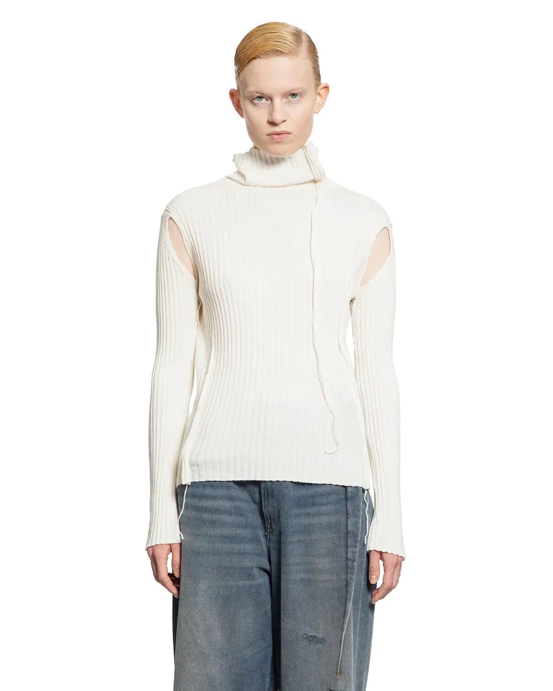 Maison Margiela Cut-Out Turtleneck Sweater Off-white
