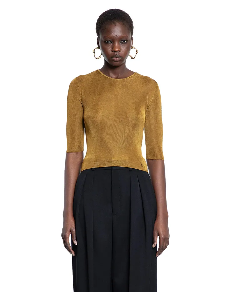 Saint Laurent Cassandre top in knit Brown