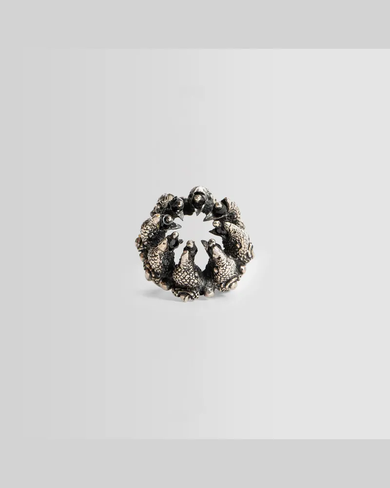 KD2024 Black Stone Details Parrot Vortex Ring Silver