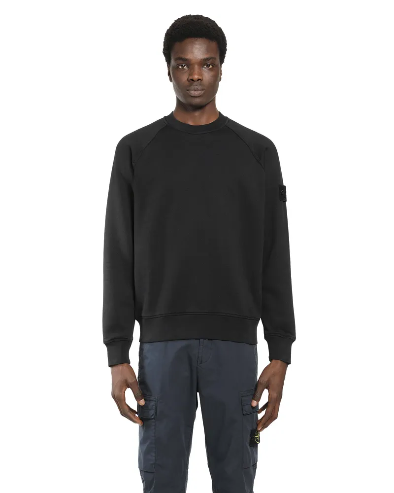 Stone Island 6100028 Cotton Fleece Sweatshirt Black