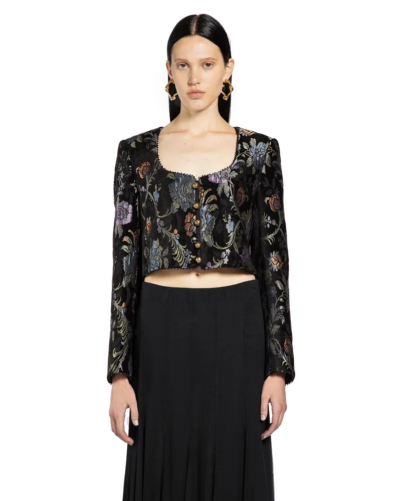Chloé Cropped Spencer Jacket in Brocade Black