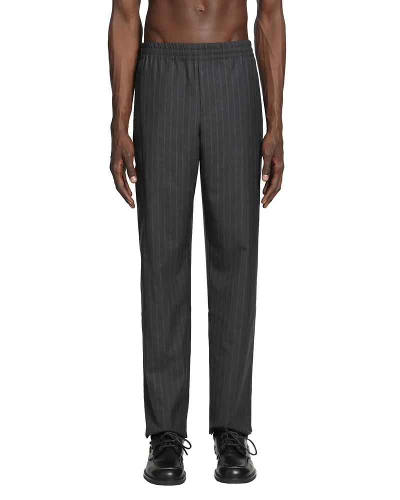 Burberry Pinstriped Wool Track Pants Grey
