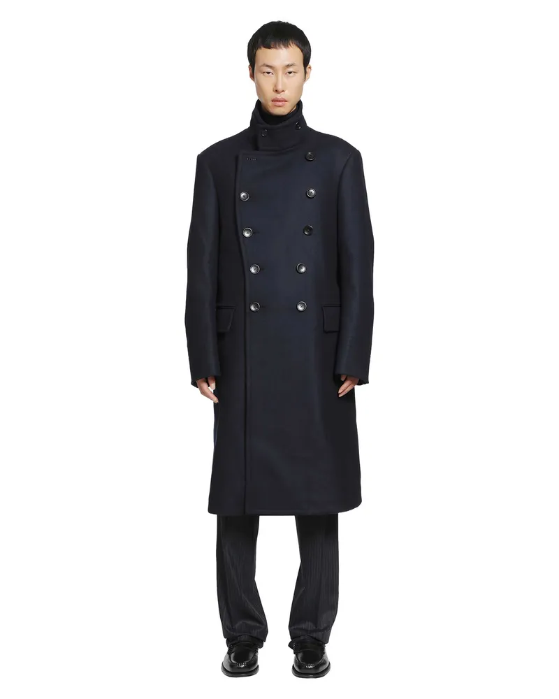 Tom Ford Japanese Wool Twill Military Coat Blue