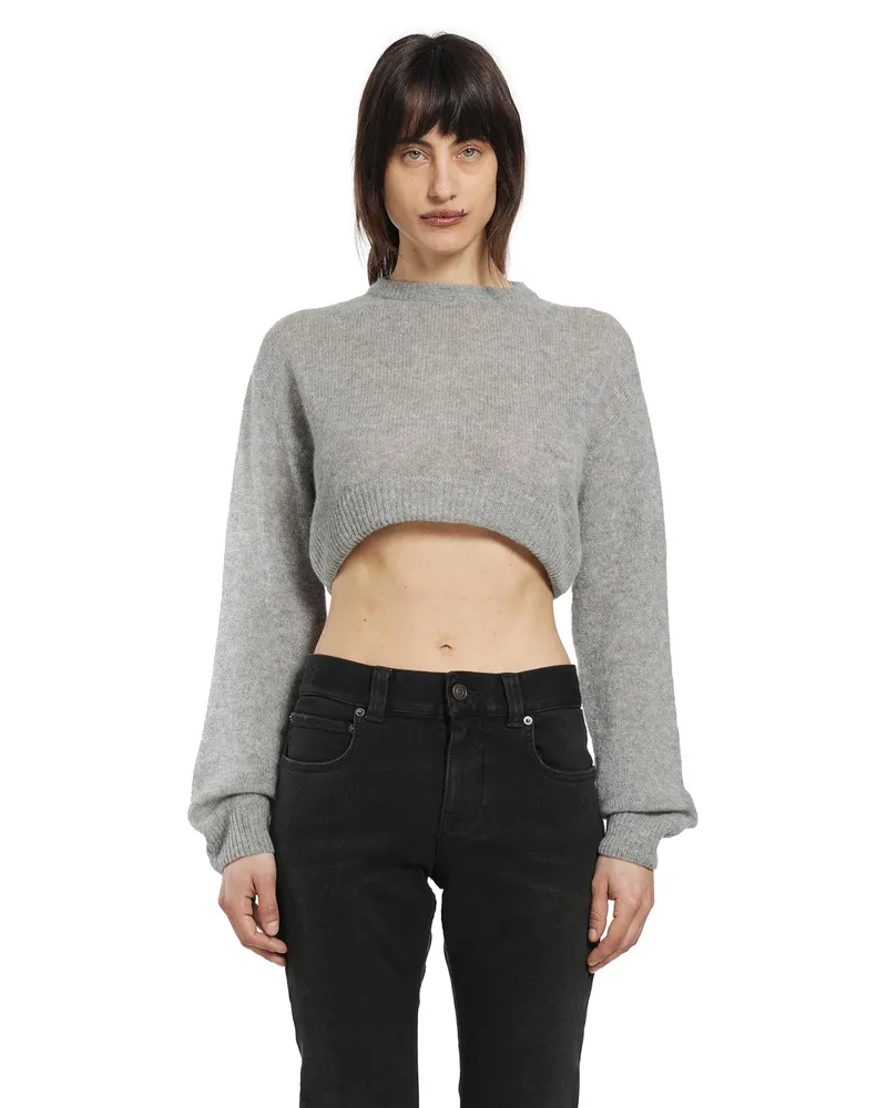 Balenciaga Cropped Crewneck Sweater Grey
