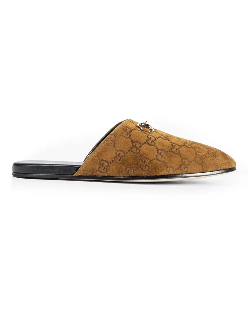 Gucci GG Suede Slippers Brown