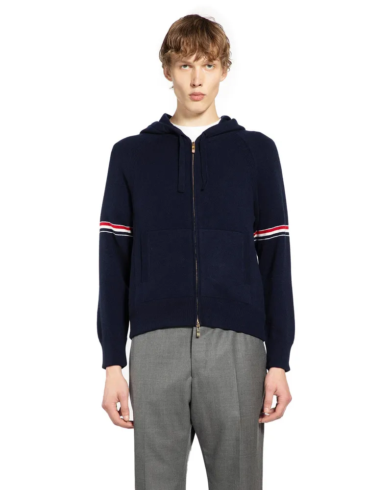 Thom Browne Armband Zip-Up Hoodie in Cashmere Blue